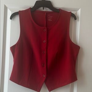 a new day Red Sleeveless Button-Down Vest NWOT
